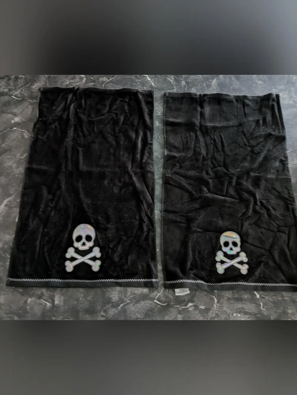 Kassafina Halloween Skull Crossbones Bathroom HandTowels Set of 2